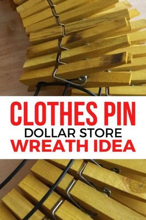 Clothes Pin Wreath Diy, Diy Wreaths Easy, Dollar Store Wreath, Sunflower Wreath Diy, Clothespin Diy Crafts, Clothespins Diy, Wooden Clothespin Crafts, Clothespin Art, Making Wreaths