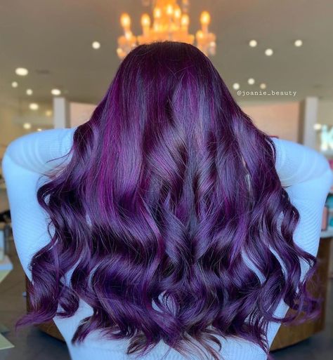 Pretty in Purple 💜 using #JoicoIntensity. ⁣ ⁣ @joanie_beauty’s #Joico Formula: Color Intensity Amethyst Purple + cap size of Orchid + cap… Joico Color Intensity, Neon Hair Color, Stylish Hair Colors, Purple Balayage, Pretty In Purple, Dark Purple Hair, Joico Color, Vivid Hair Color, Banner Drawing