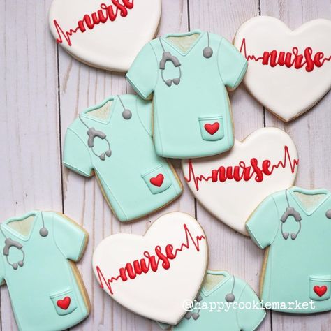 Jaclyn Rench on Instagram: “Nurse appreciation week goes through May 12th. I think we can all agree that nurses deserve all the applause (and cookies!) for the year…” Nurses Week Cookies, Nurse Appreciation Cookies, Nursing Cake, Nurse Appreciation Week, Nurse Appreciation, Nurses Week, Cookie Ideas, Icing Cookies, Royal Icing Cookies