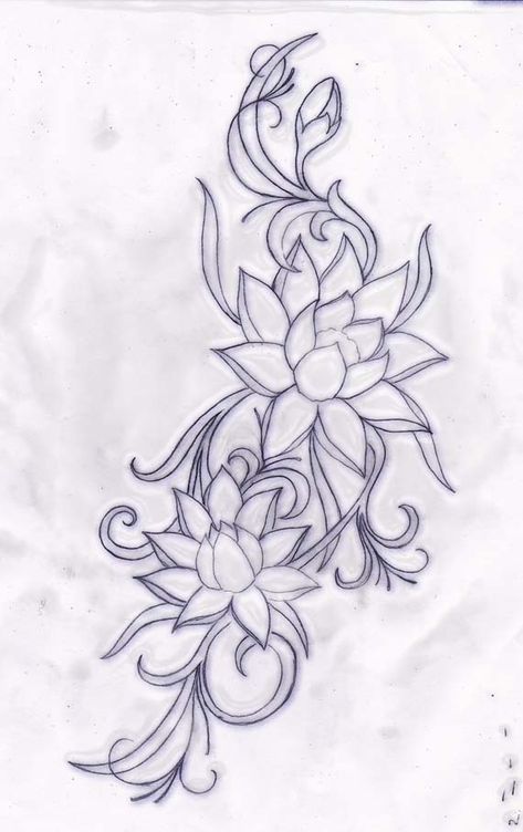 Lotus And Lily Tattoo, Water Lily Tattoo Design Half Sleeves, Lilly Flower Tattoo Designs Simple, Water Lily Tattoo Design, Water Lily Tattoo, Water Lily Tattoos, Lily Tattoo Design, Flower Tattoo On Side, Lily Flower Tattoos