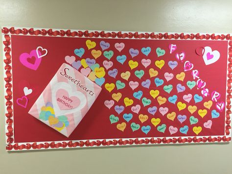 Valentines Day Birthday Board Classroom, Valentines Birthday Bulletin Board, February Bulliten Board Ideas, Valentines Birthday Board, February Birthday Bulletin Boards, February Birthday Board Ideas, January Birthday Board Ideas, February Board Ideas, February Birthday Board