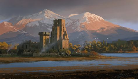 ArtStation - Castles & Forts : AC Valhalla , Raphael Lacoste Valhalla Aesthetic, Valhalla Concept Art, Raphael Lacoste, Fortress Concept Art, Valhalla Art, Fort Art, Lake Castle, Assassins Creed Valhalla, Roman Fort