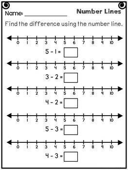 To find the differnce using the number line. Substractions Activities For Kids, Logic Worksheets, Number Line Worksheet, Number Line Subtraction, Subtraction To 20, Line Math, First Grade Math Worksheets, Math Subtraction, Maths Ideas