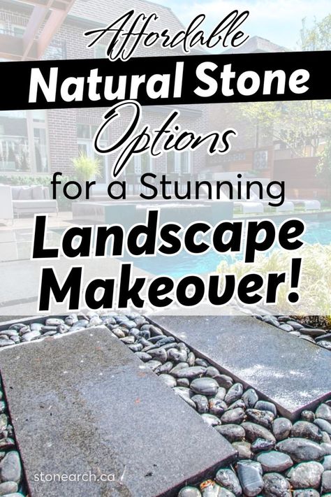 Budget-Friendly Natural Stones For Landscape	Affordable Natural Stone Options for a Stunning Landscape Makeover! Landscape On A Budget, Small Front Yards, Natural Stone Tile Floor, Landscaping On A Budget, Walkway Design, Drought Tolerant Garden, Stone Landscaping, Small Front Yard, Front Yard Design