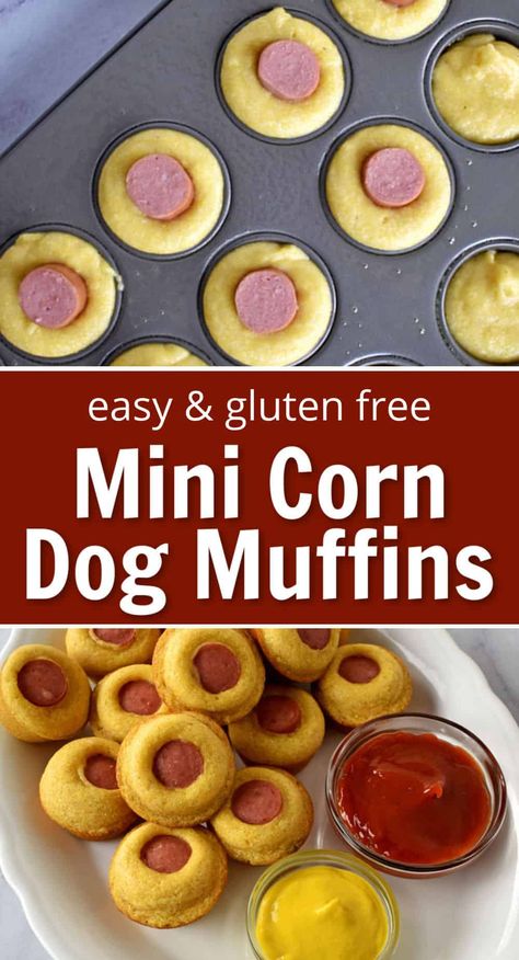 This easy recipe for gluten free Mini Corn Dog Muffins is the perfect combination of cornbread and hot dogs. They’re simple, made from scratch, appetizers that everyone will love. Need a gluten free appetizer for your next game day party, afternoon snack or late-night munchies? Give these corn dog muffins a try. Gluten Free Appetizers Easy, Appetizers Game Day, Gluten Free Party Snacks, Gluten Free Corn Dogs, Mini Corn Dog Muffins, Gluten Free Finger Foods, Gluten Free Hot Dogs, Gluten Free Appetizer, Winter Snacks