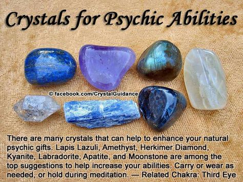 Crystals for Psychic abilities Reiki Quotes, Reiki Symbols, Crystal Power, Spiritual Crystals, Crystal Therapy, Crystal Healing Stones, Crystal Magic, Crystal Meanings, Rocks And Gems