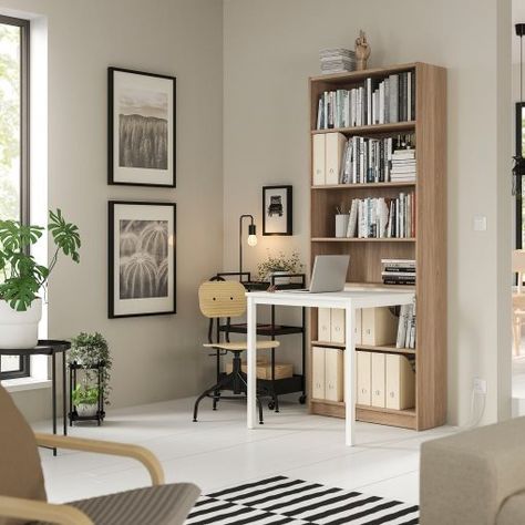 BILLY, bookcase with desk, 80x202 cm, 495.639.32 - IKEA Greece Billy Bookcase With Desk, Bookcase With Desk, Billy Ikea, Kitchen Furniture Storage, Single Bed Mattress, Bookcase Desk, Outdoor Kitchen Appliances, Ikea Billy Bookcase, Kids Flooring