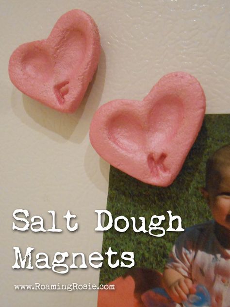 Heart Shaped Salt Dough Fingerprint Magnets Fingerprint Magnets, Salt Dough Projects, Salt Dough Crafts, Kids Homemade, Diy Crafts For Adults, Custom Chocolate, Diy Mothers Day Gifts, Mom Diy, Salt Dough