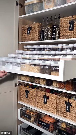 Woman converts an IKEA wardrobe into a VERY well organised pantry Organised Pantry, Ikea Pantry, Armoire Ikea, Dream Pantry, Pantry Inspiration, Ikea Wardrobe, Organized Pantry, Pantry Organisation, Pantry Remodel