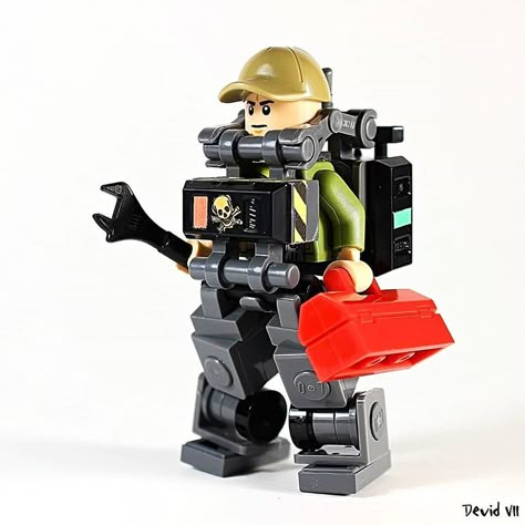 Military Trooper X58 "The Maintainer" . #lego #brickcentral #bricknetwork #stuckinplastic #bricksinfocus #minifigures #brickshift… Lego Tools, Lego Motorcycle, Lego Zombies, Robert Hooke, Brick Lego, Lego Dragon, Lego Machines, Lego Hogwarts, Lego Town