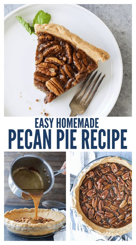 This warmly-spiced pecan pie recipe is way better than store-bought, even without corn syrup! Its buttery crust and maple-cinnamon filling with lots of crunchy pecans is absolutely irresistible. Add pumpkin spice to increase the fall vibes! #pecanpie #homemadepies #pierecipe #thanksgivingdessert #pecanpierecipe #thanksgivingpie Pecan Pie Recipe With Maple Syrup, Pecan Pie Recipe Without Corn Syrup, Healthy Pecan Pie, Premade Pie Crust, Homemade Pecan Pie, Pecan Pie Crust, Pecan Pie Easy, Onion Pie, Pecan Pie Filling