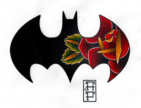 Trad Tattoos, Comic Book Tattoo, Tato Tradisional, Batman Tattoo, Bat Tattoo, Marvel Tattoos, Joker Tattoo, Gaming Tattoo, Star Wars Tattoo