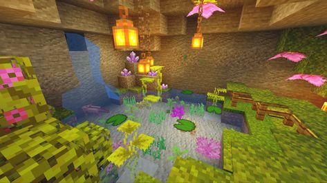 Indoor Pond Minecraft, Frog Exhibit Minecraft, Lush Cave Enchanting Room Minecraft, Axolotl Tank Ideas Minecraft Cave, Frog Cage Minecraft, Axolotl Tank Ideas Minecraft In Wall, Minecraft Axolotl Habitat Cave, Minecraft Small Aquarium, Frog Terrarium Minecraft