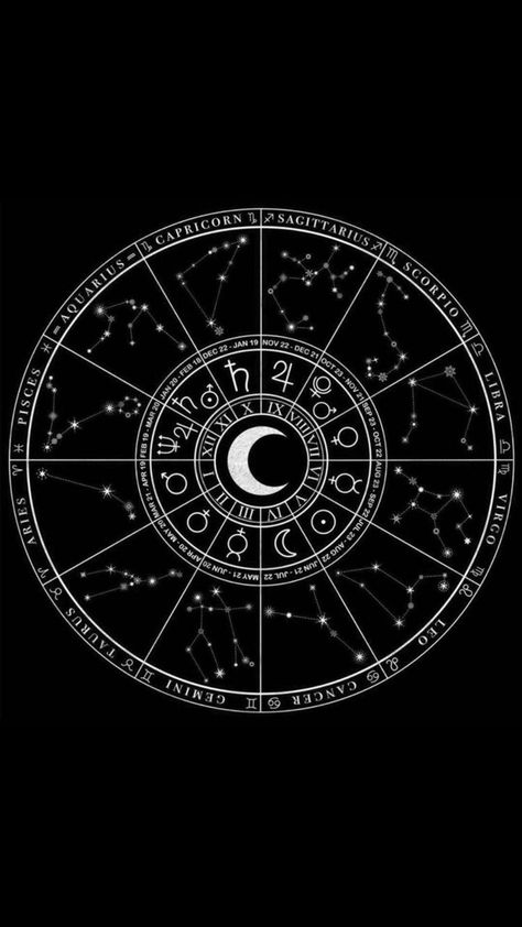 Dark Astrology, Constellation Chart, Bookplate Design, Zodiac Circle, Forearm Band Tattoos, Zodiac Wheel, Spiritual Wallpaper, Black Minimal, Birth Chart Astrology