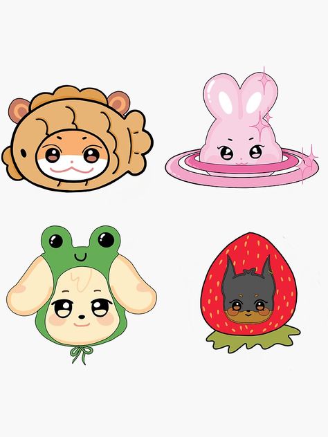 Ateez Freebies Ideas, Ateez Stickers, Funny Costumes, Amazing Cosplay, Cookie Art, Glossier Stickers, Transparent Stickers, Animated Characters, Design Reference