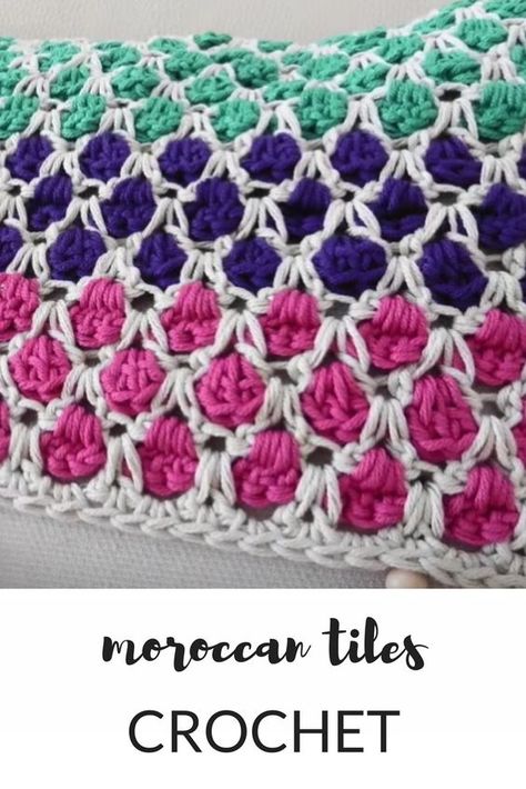 Moroccan Tile Stitch Crochet, Moroccan Crochet Blanket, Crochet Tiles, Moroccan Crochet, Afghan Crochet Patterns Easy, Stitches Design, Beginner Crochet Tutorial, Beginners Crochet, Crochet For Beginners Blanket