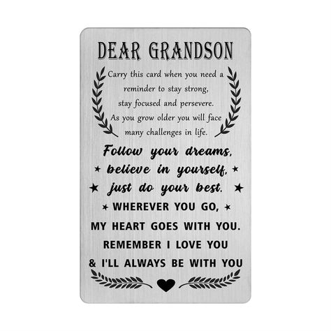 PRICES MAY VARY. Best Grandson Gifts from Grandma Grandpa - If you are looking for a way to express your love and let your grandson know how much he means to you, consider choosing this card with some lovely and meaningful words for grandson Grandson Birthday Gifts Card - Graduation gifts for grandson, special christmas card for grandson. The perfect present for grandson on Graduation, Birthday, Valentine's Day, Wedding Anniversary, Father's Day, Thanksgiving, Halloween, New Year's Eve, Christma Pointless Quotes, Grandson Graduation Gifts, Grandpa Quotes, I Love You Son, Grandson Birthday Cards, Birthday Cards For Niece, Sons Graduation, Grandson Birthday, Nephew Gifts