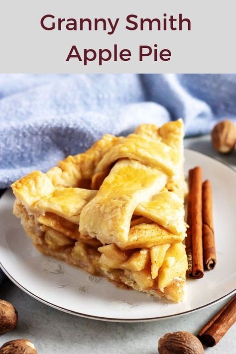 A Granny Smith Apple Pie is the perfect combination of tart apples, savory spices, and sugary sweetness cradled in a flaky crust. #applepie #fallrecipe #holiday #dessert via @berlyskitchen Granny Smith Apple Pie Recipe, Granny Smith Apple Pie, Grandmas Apple Pie, Homemade Pie Recipes, Apple Pie Recipe Homemade, Baked Apple Dessert, Dessert Pie, Fruit Pies, Homemade Apple Pie