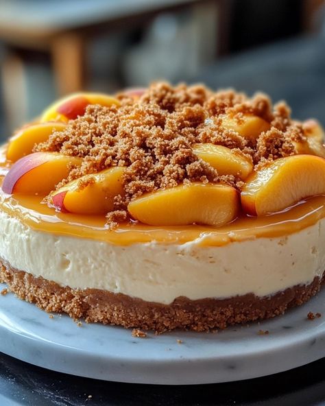 Peach Cobbler Cheesecake, Peach Cheesecake, Cobbler Topping, Peach Desserts, Peach Blush, Peach Cobbler, Quick Healthy, Delicious Meals, Summer Desserts