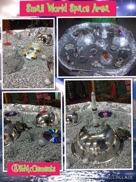 Small World Space Space Themed Tuff Tray, Space Topic Ks1, Space Small World, Space Themed Role Play Area, Space Eyfs, Space Small World Play, Space Imaginative Play, Eyfs Space, Space Inquiry