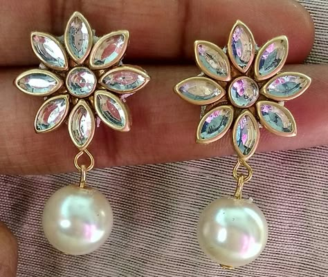 By honey... Diy Kundan Jewellery, Silk Thread Earrings Designs, Diy Earrings Materials, Diy Earrings Easy, Earrings Diy Handmade, Thread Bangles Design, Diy Jewellery Designs, Diy Wire Earrings, Trendy Jewerly