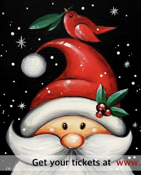 Christmas Painting Canvas, Canvas Party Ideas, Canvas Party, Santa Paintings, Christmas Wooden Signs, Winter Art Projects, Christmas Paintings On Canvas, Christmas Window Decorations, Christmas Rock