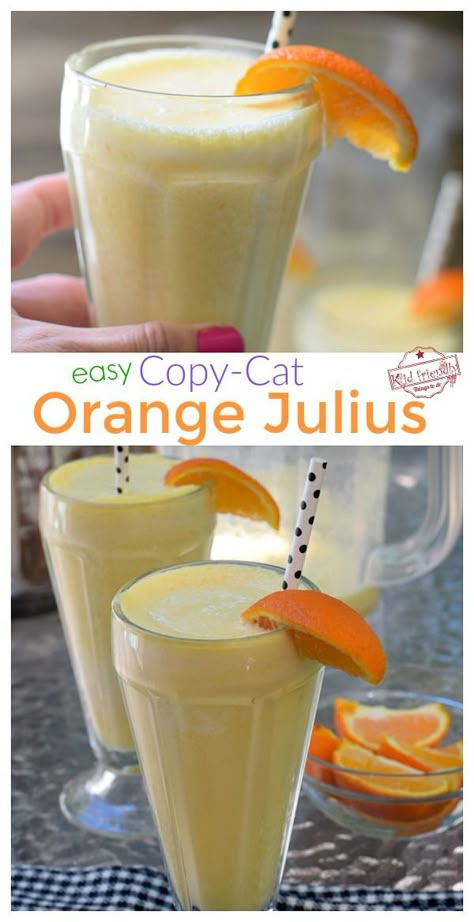 Orange Lemonade, Family Drinks, Orange Julius Recipe, Cold Drinks Recipes, Recipe Copycat, Orange Drink, Fun Summer Drinks, Orange Julius, Cat Orange