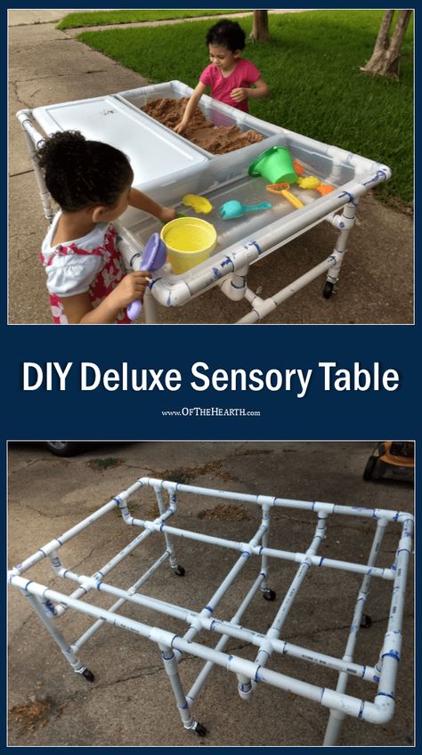 Kids Play Yard, Plastic Storage Tubs, Home Daycare Ideas, Pvc Table, Pvc Pipe Projects, Recreation Therapy, Ikea Ideas, Pvc Projects, Sand And Water Table