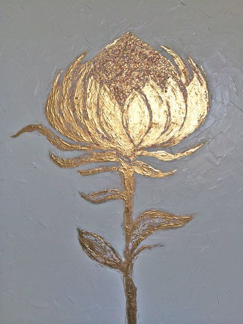 Inspiring & Dreamy — zsazsabellagio: Title: “Golden Blossom” Oil and... Gold Flower Painting, Heaven Decor, Zsazsa Bellagio, Gold Leafing, Daily Notes, Gold Leaf Art, Gold Leaf Painting, Blossoms Art, Golden Flower