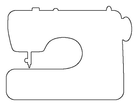 Sewing machine pattern. Use the printable outline for crafts, creating stencils, scrapbooking, and more. Free PDF template to download and print at http://patternuniverse.com/download/sewing-machine-pattern/ Sewing Machine Template Stencils, Sewing Machine Stencil, Sewing Machine Applique Pattern, Sewing Machine Patterns Free, Sewing Machine Outline, Sewing Machine Silhouette, Free Printable Applique Patterns, Sewing Machine Template, Applique Patterns Templates