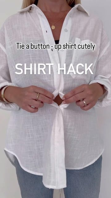 Mens Dress Shirts Outfit For Women, How To Tie A Button Down Shirt Around Your Waist, Tieing Shirts Knot Diy Tutorials, How To Tie A Shirt Knot Button Up, Tie Button Up Shirt How To, Tie Up Button Down Shirt, Tying A Shirt Knot, How To Tie A Button Down Shirt, How To Style A White Button Up