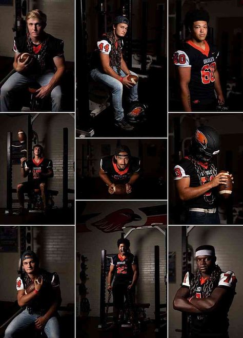 Weight Room Photography, Senior Weight Room Pictures, Football Locker Room Photoshoot, Senior Pictures Weight Room, Weight Room Senior Pictures, Senior Football Photography, High School Sports Photography, Wrestling Senior Pictures, Football Senior Photos