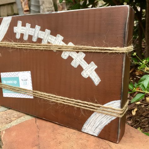 Dollar Tree Wire Football Frame, Fall Football Crafts, Football Team Gifts, Football Banquet, Football Coach Gifts, Wood Signage, Football Crafts, Rustic Rose, Football Birthday Party