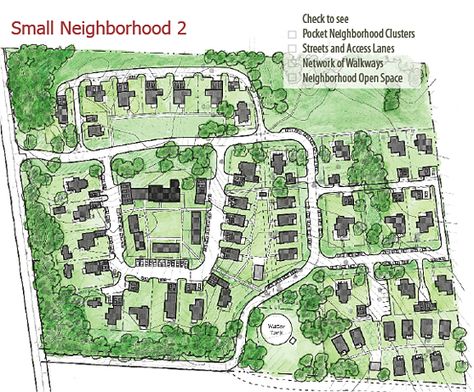 | Pocket Neighborhoods • Creating Small Scale Community in a Large ... Small House Communities, Co Housing Community, Modern Eco Friendly Home, Small Neighborhood, Pocket Neighborhood, Site Plan Design, Cluster House, Village Landscape, Co Housing