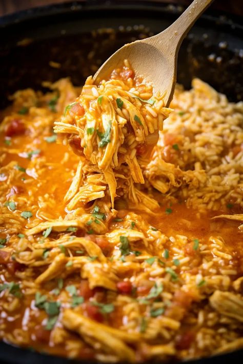 Crockpot Mexican Chicken And Rice, Mexican Chicken Slow Cooker, Crockpot Chicken Fried Rice, Rotel Chicken Crock Pot, Mexican Chicken Recipes Crockpot, Slow Cook Chicken Tacos, Chicken Rice Crockpot, Taco Chicken Rice, Crock Pot Taco Chicken