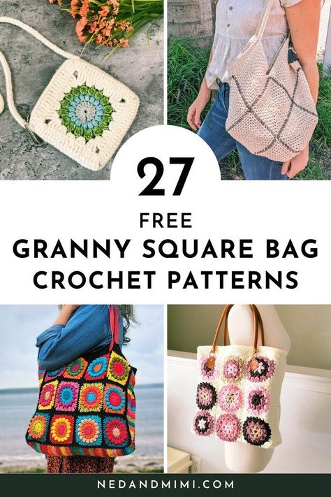 Crochet Granny Purse, Granny Square Bags And Purses, Crochet Granny Square Purse Pattern Free, Granny Square Crochet Bag Pattern Free, Granny Square Purse Pattern Free, Granny Square Bags, Sac Granny Square, Motifs Granny Square, Squares Crochet