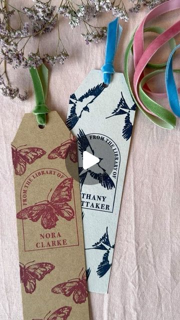 The English Stamp Company on Instagram: "Our Ex Libris stamps make the perfect gift for book lovers 📚 They are also great for making personalised book marks. Our tag punch adds the edges and punches the hole, all in one. These 2 lovely designs are from our Jackie Morris collection of stamps and are finished off with 2 of our gorgeous new velvet ribbons. Which is your favourite design, are you birds or butterflies? #exlibrisstamp #exlibrisrubberstamp #bookstamp #diybookmark #handmadegift #giftinspiration #jackiemorris" English Stamp Company, Jackie Morris, Paper Work, Book Stamp, Book Marks, Ex Libris, Personalized Books, Velvet Ribbon, The English