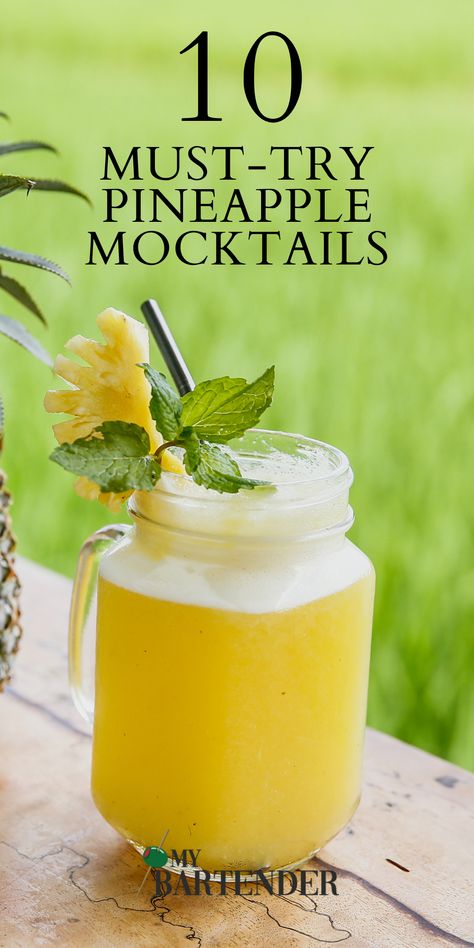 From poolside gatherings to intimate soirées, a pineapple mocktail provides a captivating blend of tangy, juicy, and subtly acidic notes, promising a sensorial journey that captures the essence of a summer getaway. In this article, we explore the art of crafting pineapple-infused mocktails, celebrating the fruit’s versatility and the creativity it inspires in the world of beverages. #pineapple #drinks Sparkling Pineapple Mocktail, Pineapple Juice Recipes Drinks, Pineapple Juice Cocktails Non Alcoholic, Pineapple Juice Drinks Healthy, Flaming Pineapple Mocktail, Pineapple Coconut Drink Non Alcoholic, Pineapple Juice Uses, Pineapple Juice Mocktail Non Alcoholic, Pineapple Mojito Mocktail