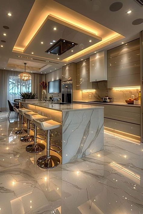 Kitchen Athestic, Aesthetic House Background, Kitchen Design Elegant, Kitchen Decor Luxury, Cocina Aesthetic, Aesthetic Kitchens, Modern Elegant Kitchen, Elegant Kitchen Design, Dream Kitchens Design