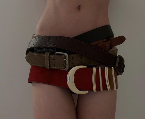 Denim Belt Outfit, Multiple Belts Outfit, Stacked Belts, Belt Photoshoot, Western Belts Outfit, Belt Layering, Layered Belts, Diesel Belt, Fashion Still Life