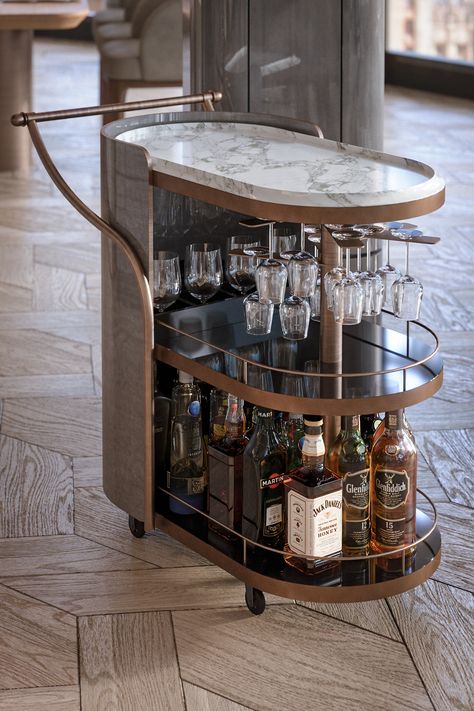 Bar Trolley, Serving Trolley, Luxury Bar, Home Bar Designs, Bar Cart Decor, Bar Interior, Wine Cabinets, Bar Cabinet, Bar Lounge