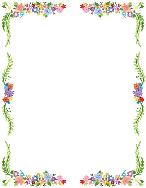 Printable Summer Floral Page Border Cute Borders Designs Free Printable, Free Printable Borders For Paper, Printable Borders For Paper, Floral Page Borders, Floral Border Design Frames, Free School Borders, Page Borders Free, Birthday Wishes With Photo, Flower Border Png