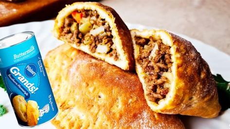 Meat Pie Recipe Using Canned Biscuits | DIY Joy Projects and Crafts Ideas Pillsbury Meat Pies, Meat Biscuits, Hand Pies Using Canned Biscuits, Hamburger Meat And Biscuits Recipes, Easy Empanadas Recipe Pillsbury Biscuits, Biscuit Hand Pies, Canned Biscuit Recipes Dinner Simple, Can Biscuit Recipes, Meat Hand Pie Recipe