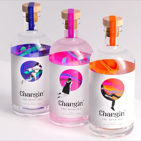 Cartoon Illustrations Packaging Design Graphic Designer Studio, Drinks Packaging Design, Bottle Design Packaging, Alcohol Packaging, Bottle Label Design, Drinks Brands, Gin Bottles, Alcohol Bottles, Lets Talk