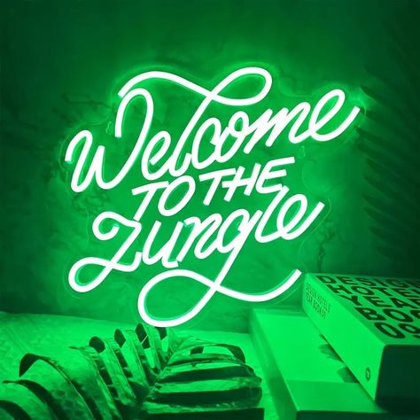 Vibrant 'welcome Jungle' Led Neon Sign Usb Powered Polished - Temu Living Room Jungle, Wedding Entryway, Neon Signs For Bedroom, Signs For Bedroom, Jungle Wedding, Bar Wedding, Neon Sign Bedroom, Party Bars, Jungle Party