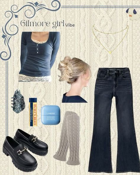 ☆A "Gilmore Girls" style outfit typically blends cozy, femanine, and preppy elements with a relaxed, vintage-inspired vibe. Think of a look that would fit into the charming, small-town  aesthetic of star hollow, with a dash of youthful energy and practicality shorter☆ Gilmore Girls Style, Gilmore Core, Gilmore Girls Fashion, Town Aesthetic, Gilmore Girls Outfits, Gilmore Girl, Outfits Polyvore, Stars Hollow, Dream Style