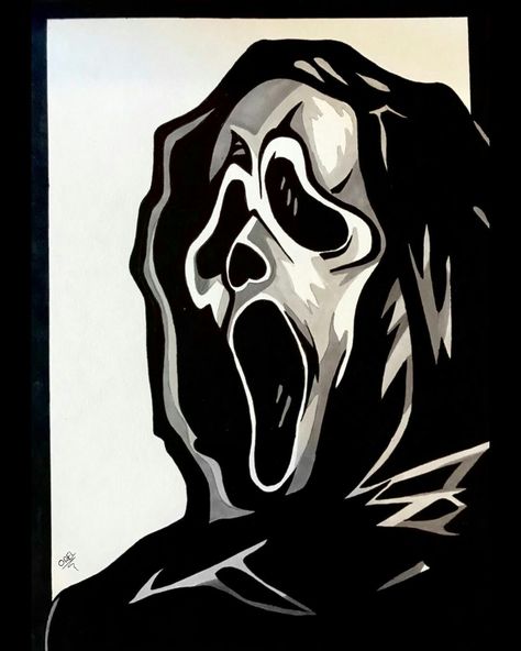 Halloween Movie Paintings, Movie Paintings, Movie Canvas Painting, Scream Art, Scream Ghostface, Horror Drawing, Arte Alien, Canvas Art Projects, Horror Artwork