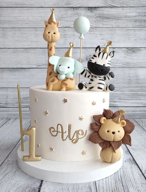 Γενέθλια Mickey Mouse, Boys First Birthday Cake, Boys 1st Birthday Cake, Baby Boy Birthday Cake, Animal Birthday Cakes, Baby First Birthday Cake, Idee Babyshower, Baby Birthday Decorations, Jungle Theme Birthday