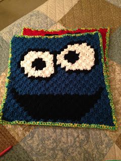 Crochet Cookie Monster, Crochet Sesame Street, Sesame Street Crochet, Crochet Cookie, School Crochet, Elmo Cookies, C2c Crochet Pattern Free, C2c Crochet Blanket, C2c Crochet Pattern