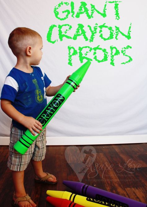 Crayon Photography, Giant Crayon, Crayon Decorations, School Props, Slime Theme, Treat Art, Maker Fun Factory Vbs, Crayon Party, Golf Fundraiser